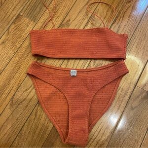 Toteme Orange Smocked Bikini